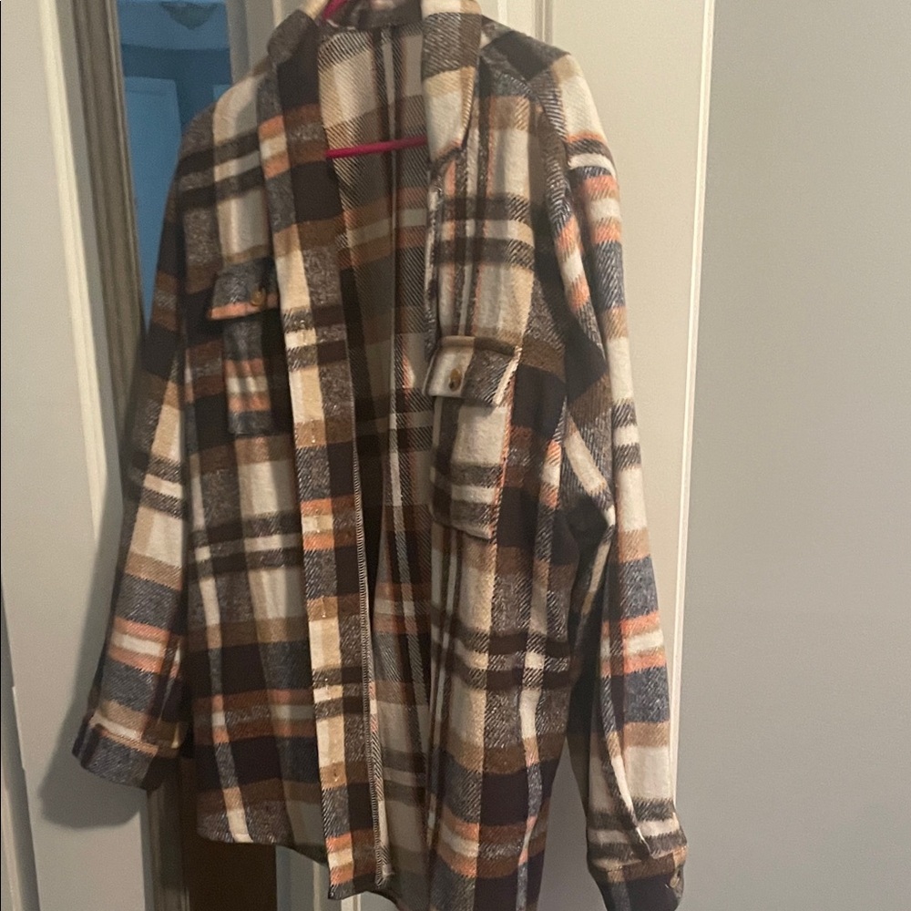 Plaid Men's Jacket in Brown and Cream